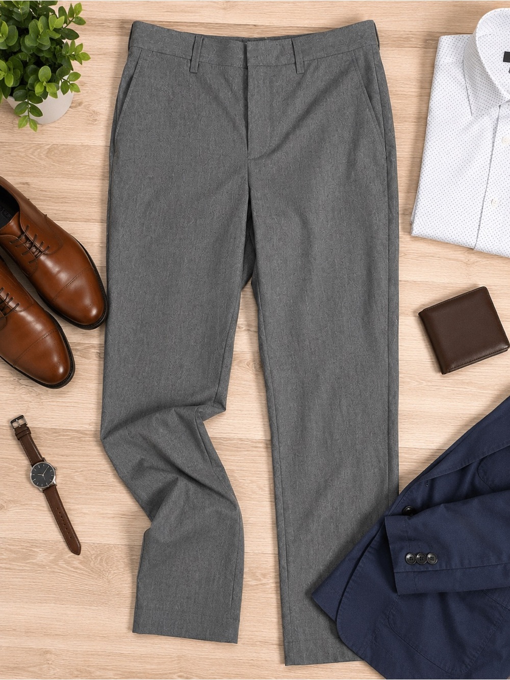 Express Slim Gray Striped Dress Pants